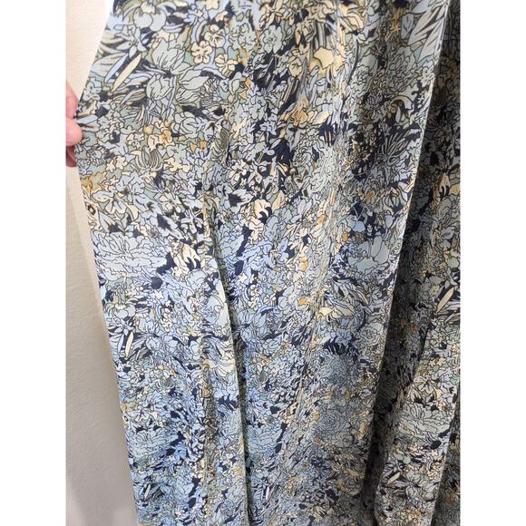 Maje Rachelli Blue Floral Chiffon Ruffled Elegant Midi Dress, Size Small (36) - Picture 7 of 15